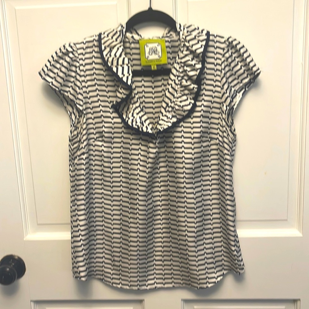 Elizabeth McKay silk blouse navy stripe size 6